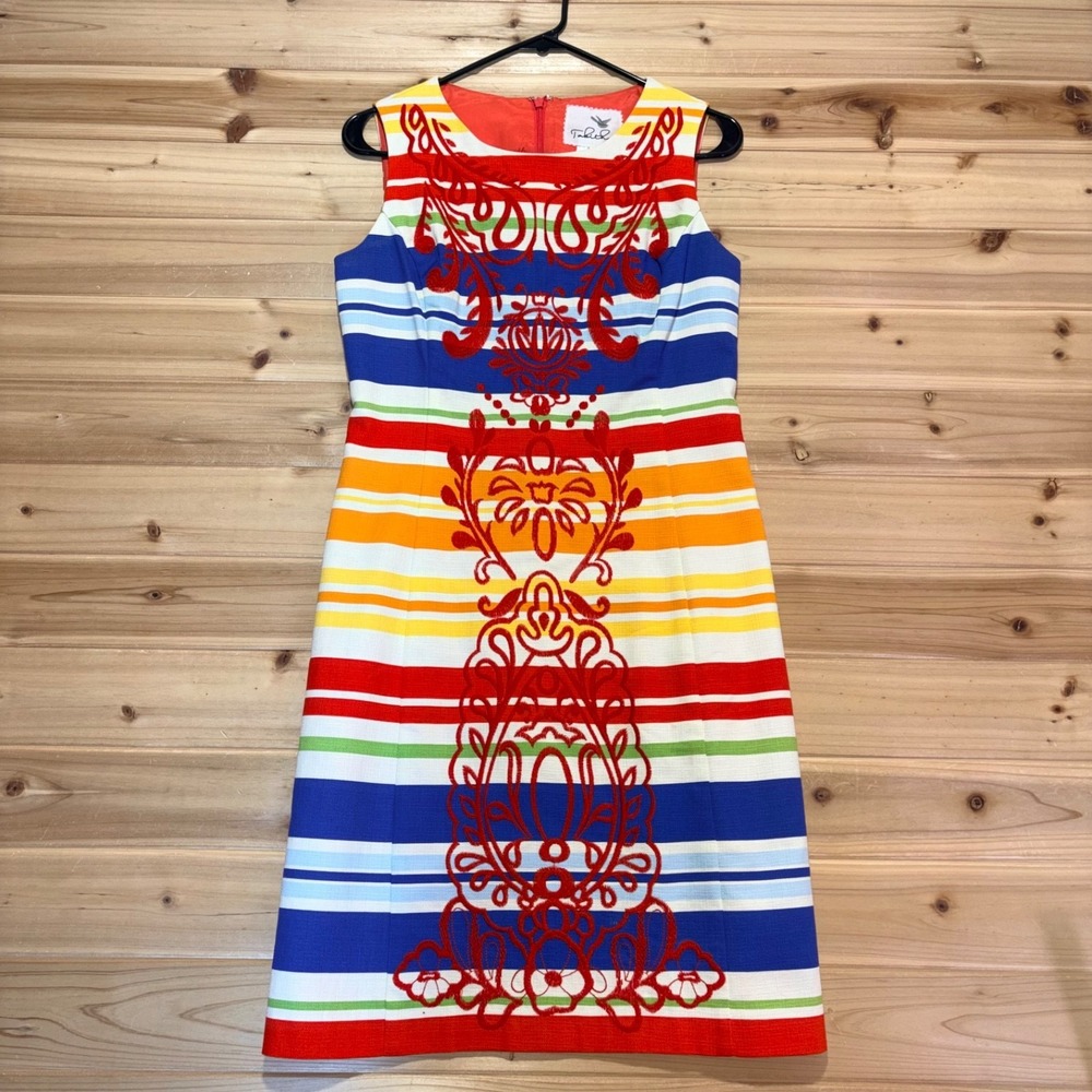 Anthropologie Tabitha Dress Womens 2 Multicolor Banded Totem Lined Shift Dress